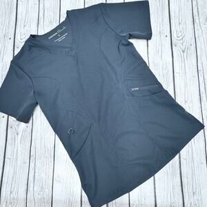 Karisma Threads Gray Scrub Top Size Small